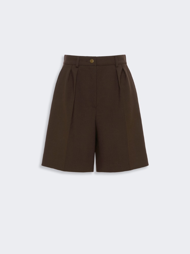 Double woollen cloth Bermuda shorts - DARK BROWN - Max Mara - 5
