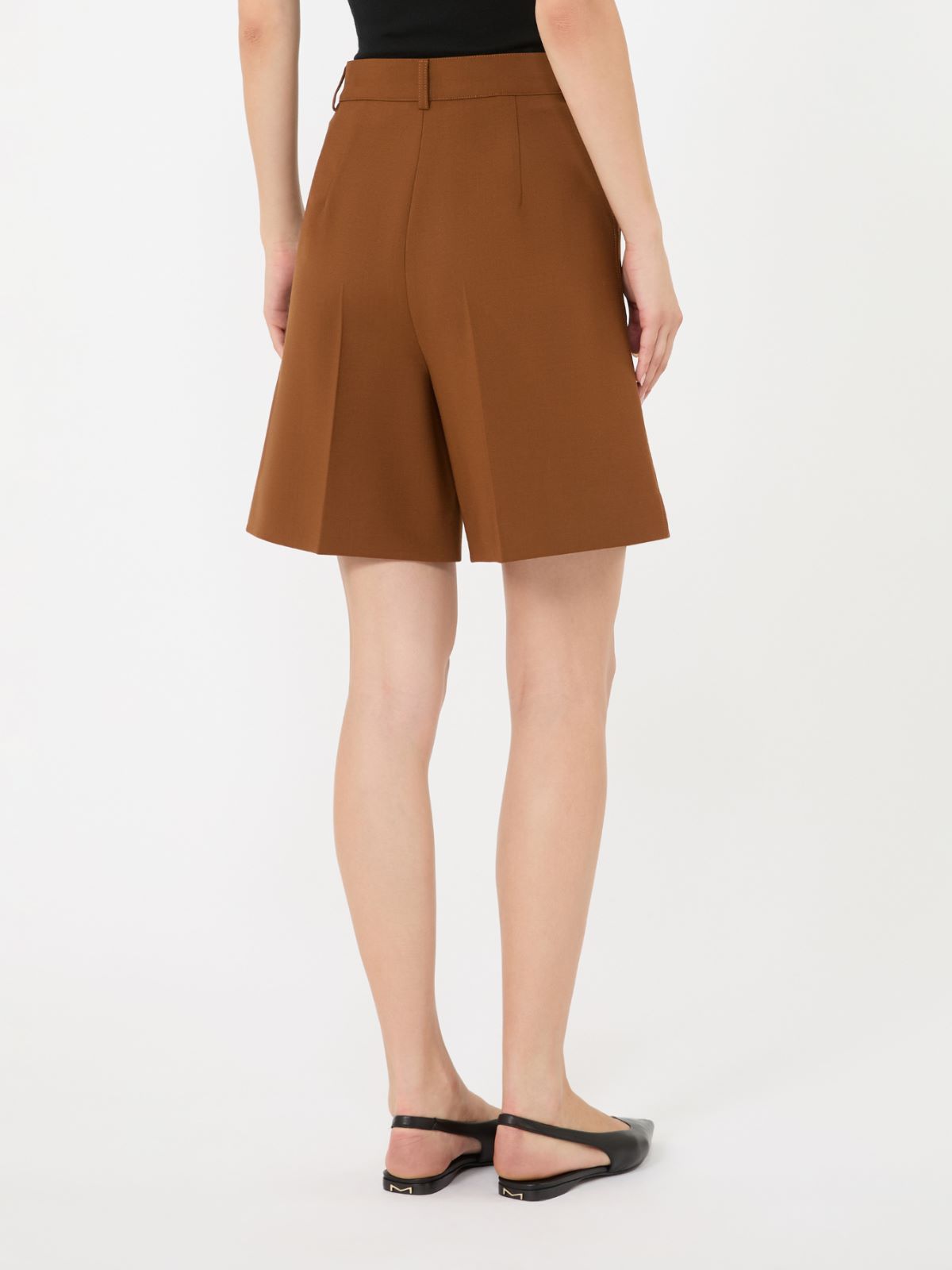 Double woollen cloth Bermuda shorts - TOBACCO - Max Mara - 3