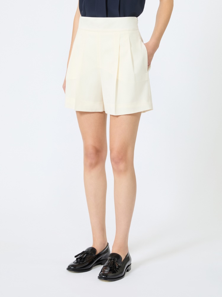 Lightweight woollen cloth shorts - IVORY - 2