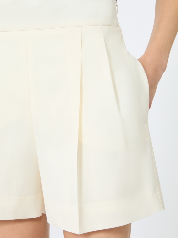 Lightweight woollen cloth shorts - IVORY - 4