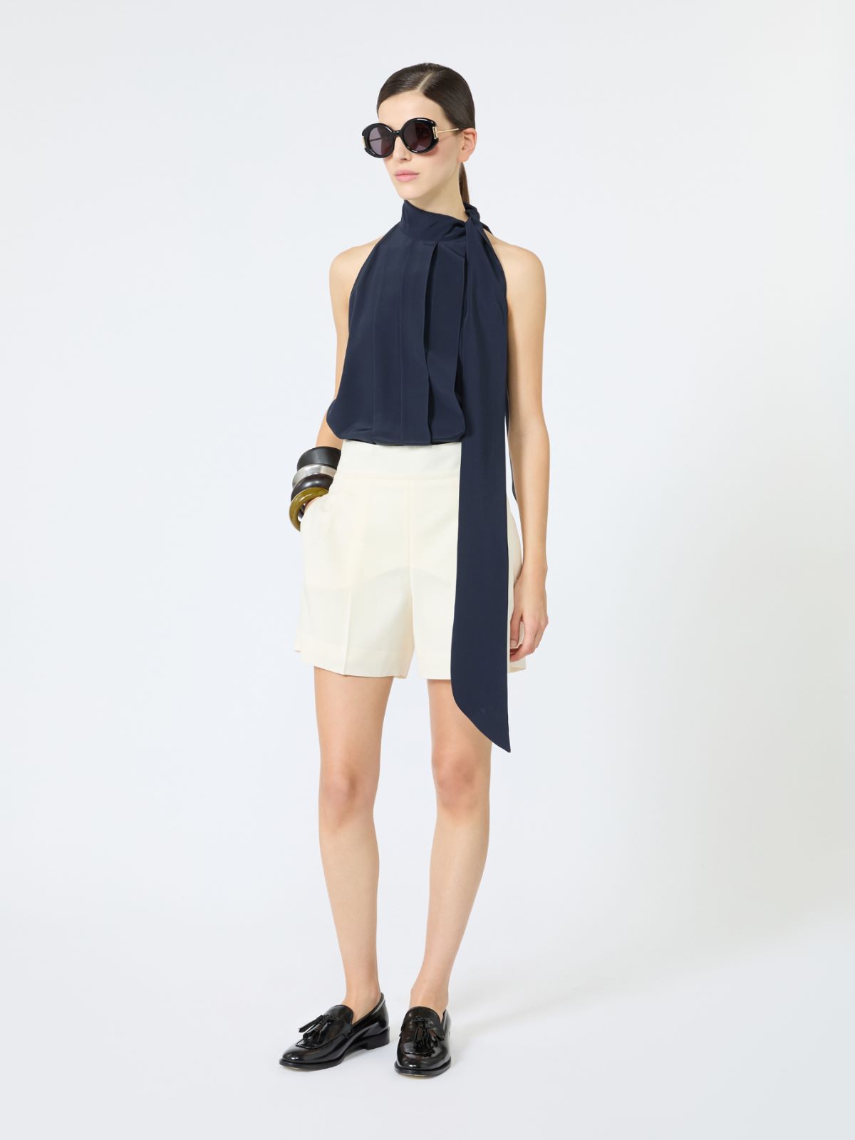 Lightweight woollen cloth shorts - IVORY