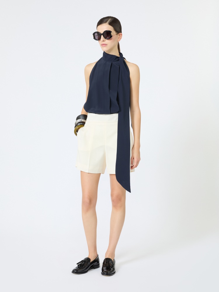 Lightweight woollen cloth shorts - IVORY - 1