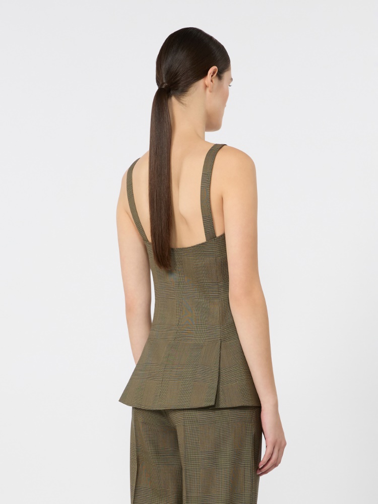 Glen plaid wool gilet - KAKI - 3