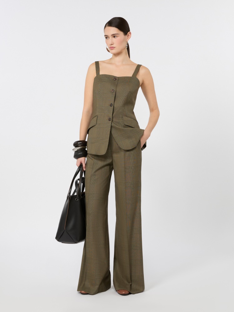 Glen plaid wool gilet - KAKI