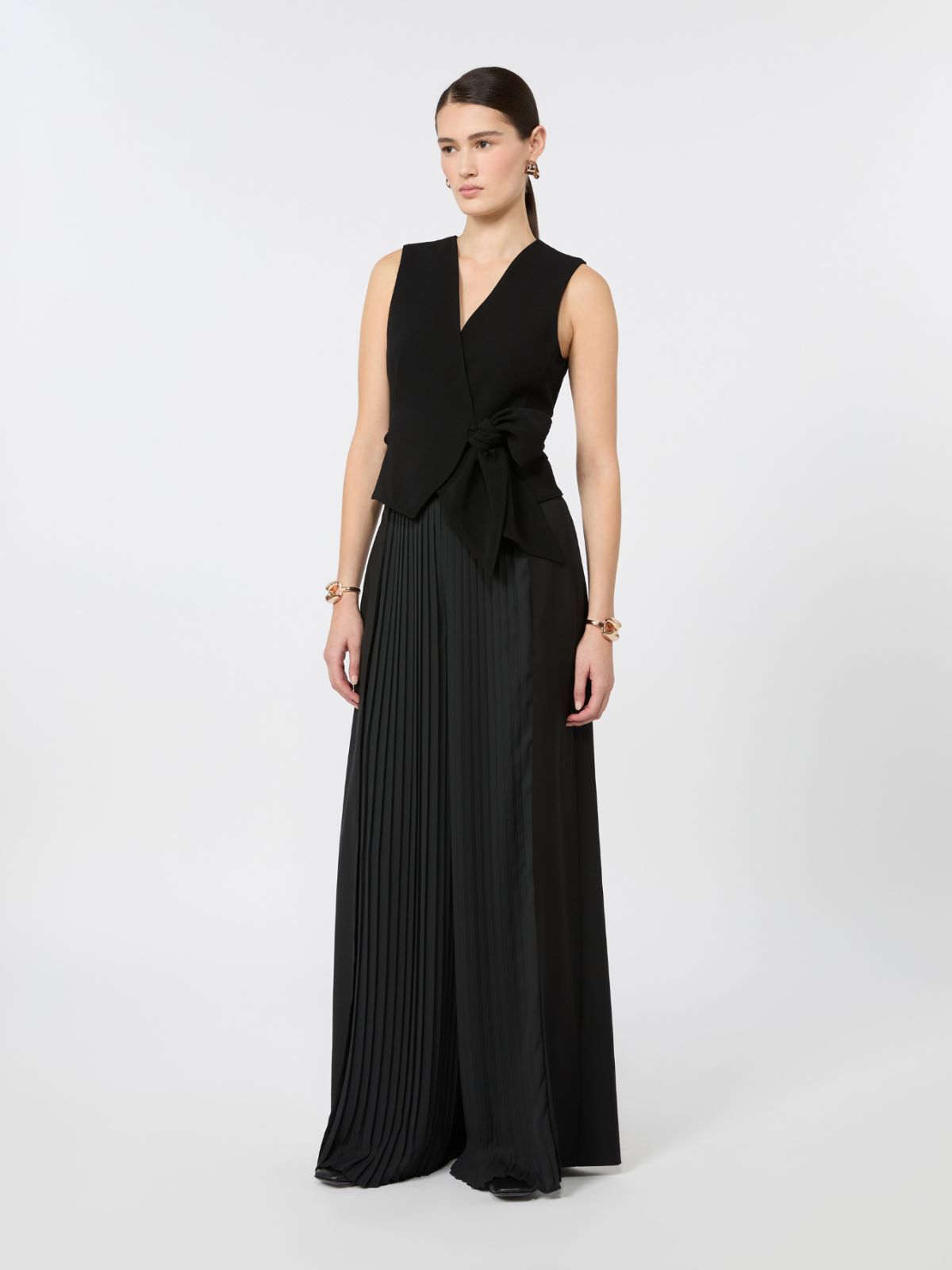 Compact cady cropped gilet - BLACK