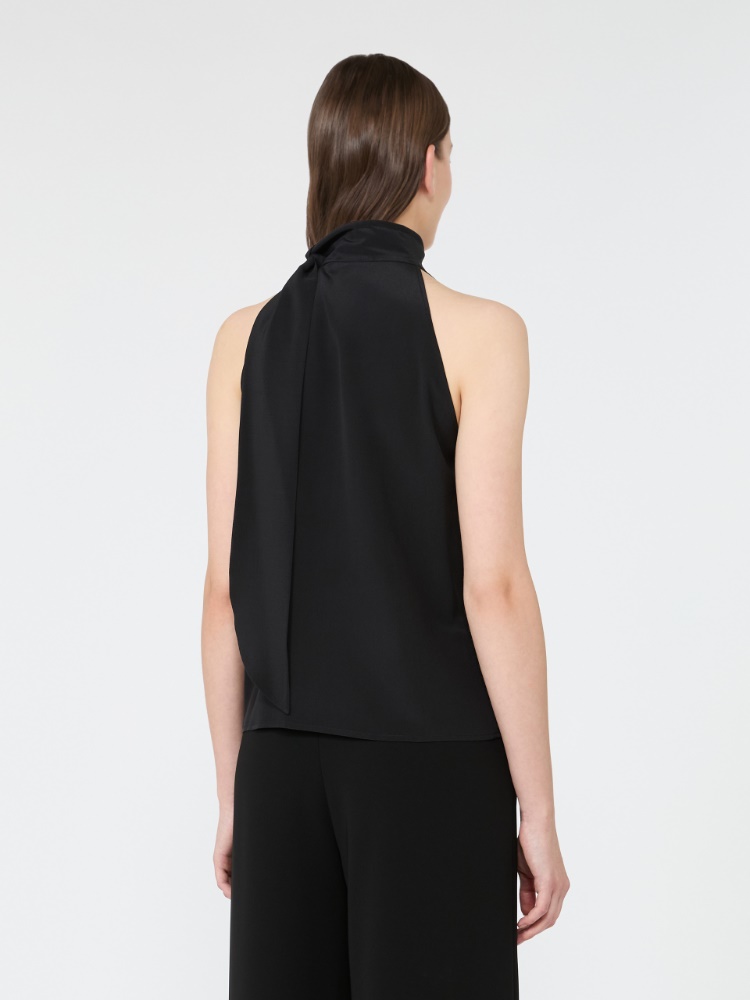 Sleeveless crepe de chine top - BLACK - Max Mara - 3