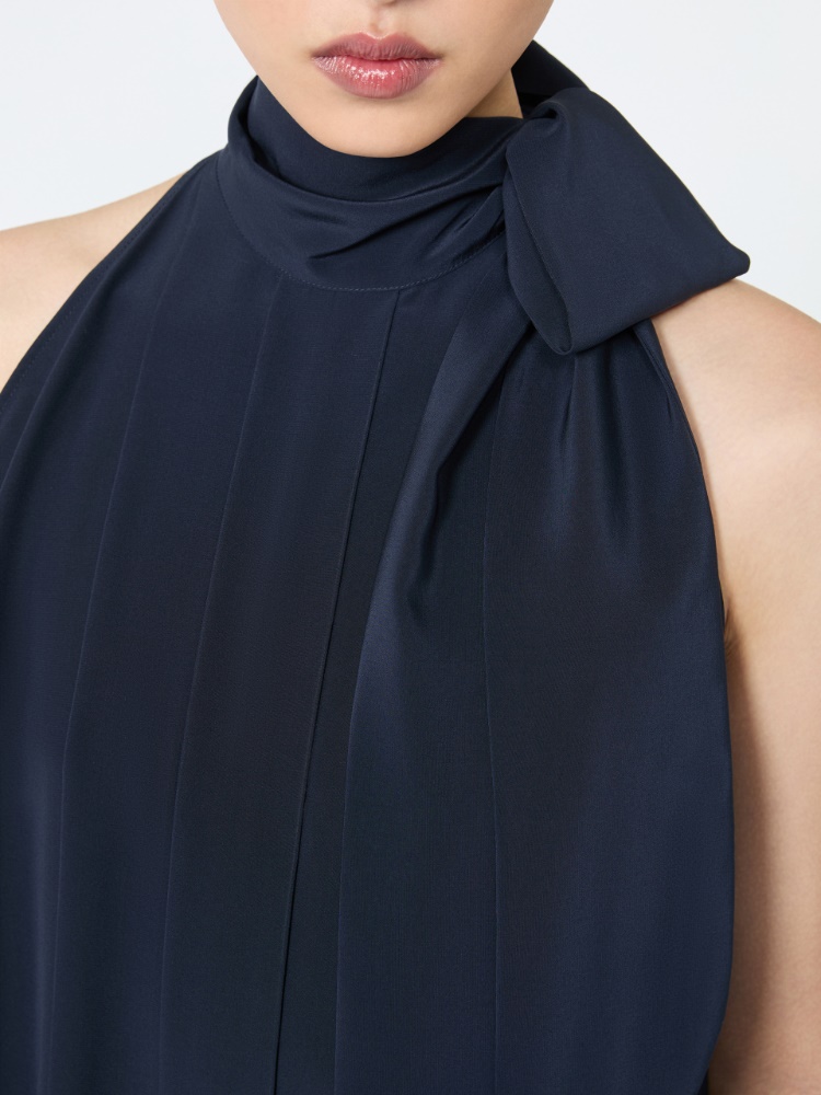Sleeveless crepe de chine top - ULTRAMARINE - 4