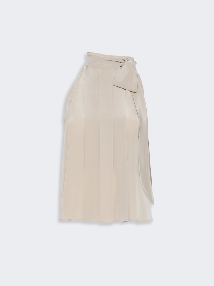 Sleeveless crepe de chine top - STONE - 5