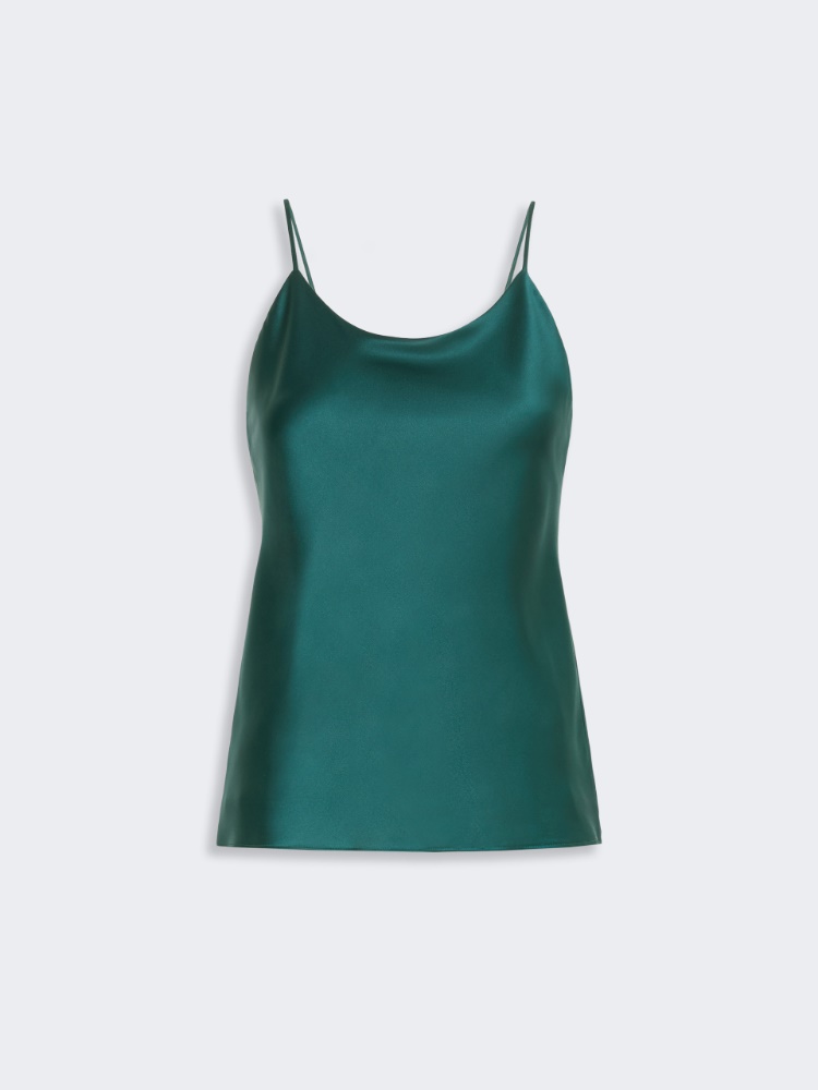 Silk satin top - DARK GREEN
