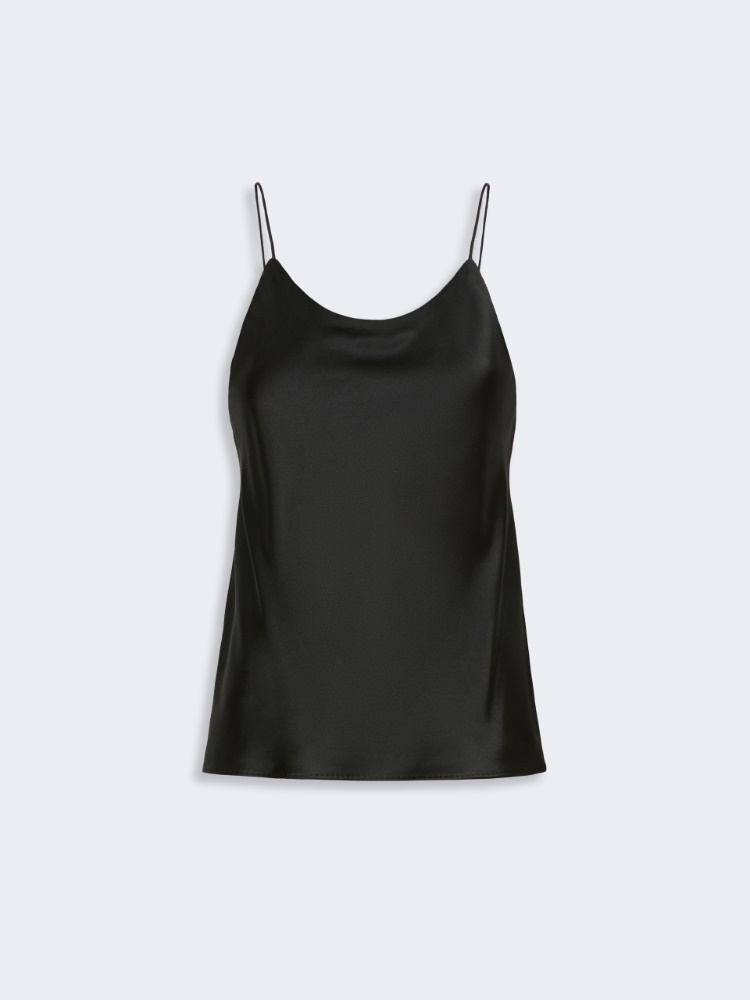 Silk satin top - BLACK