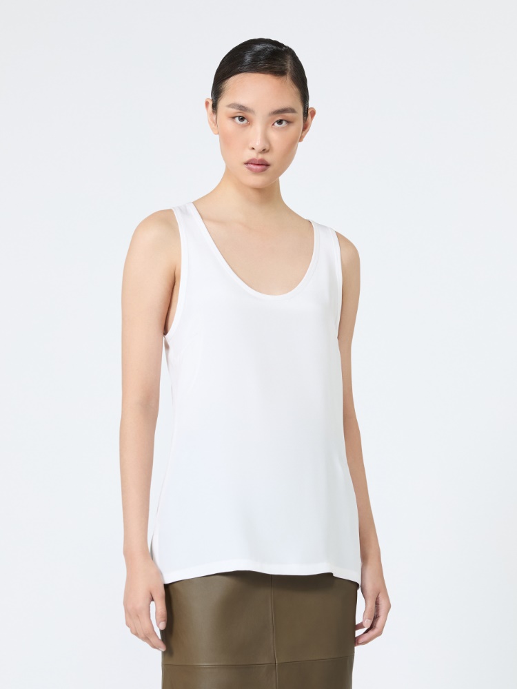 Silk crepe de chine top - WHITE - 2