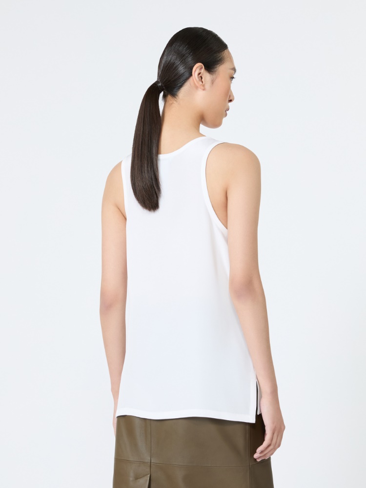 Silk crepe de chine top - WHITE - 3