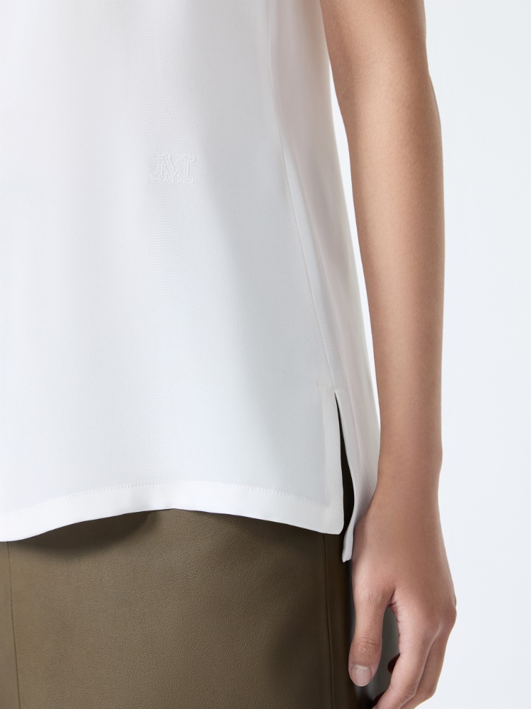 Silk crepe de chine top - WHITE - 4