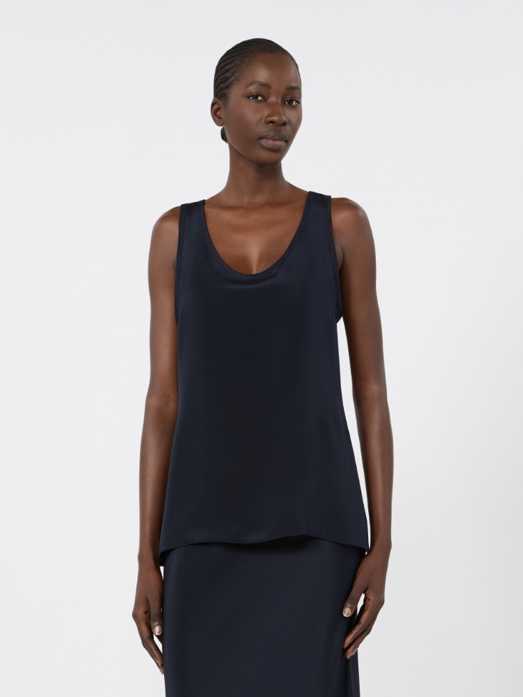 Silk crepe de chine top - ULTRAMARINE - 2