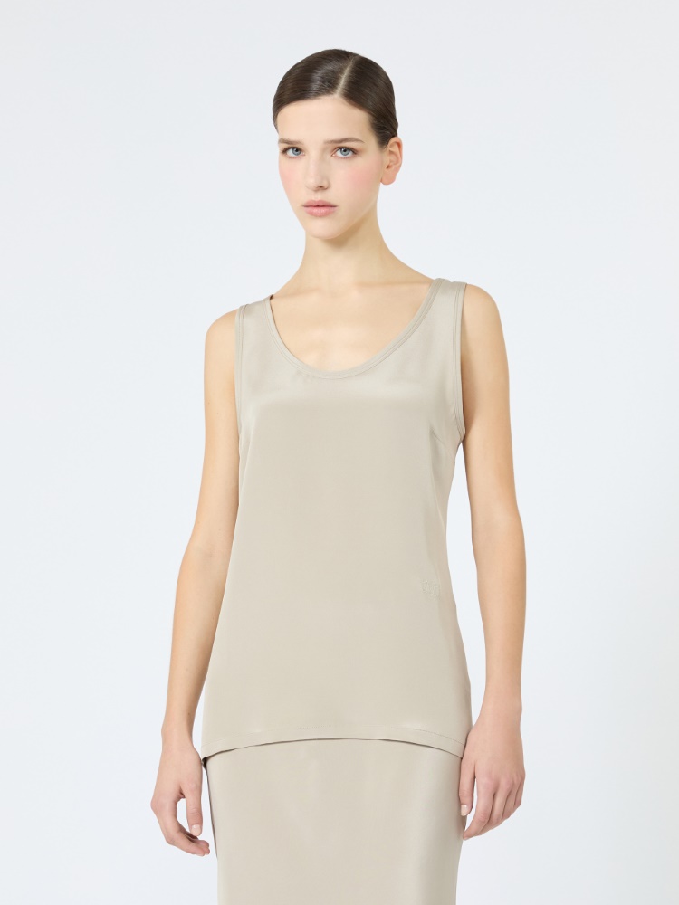 Silk crepe de chine top - STONE - 2
