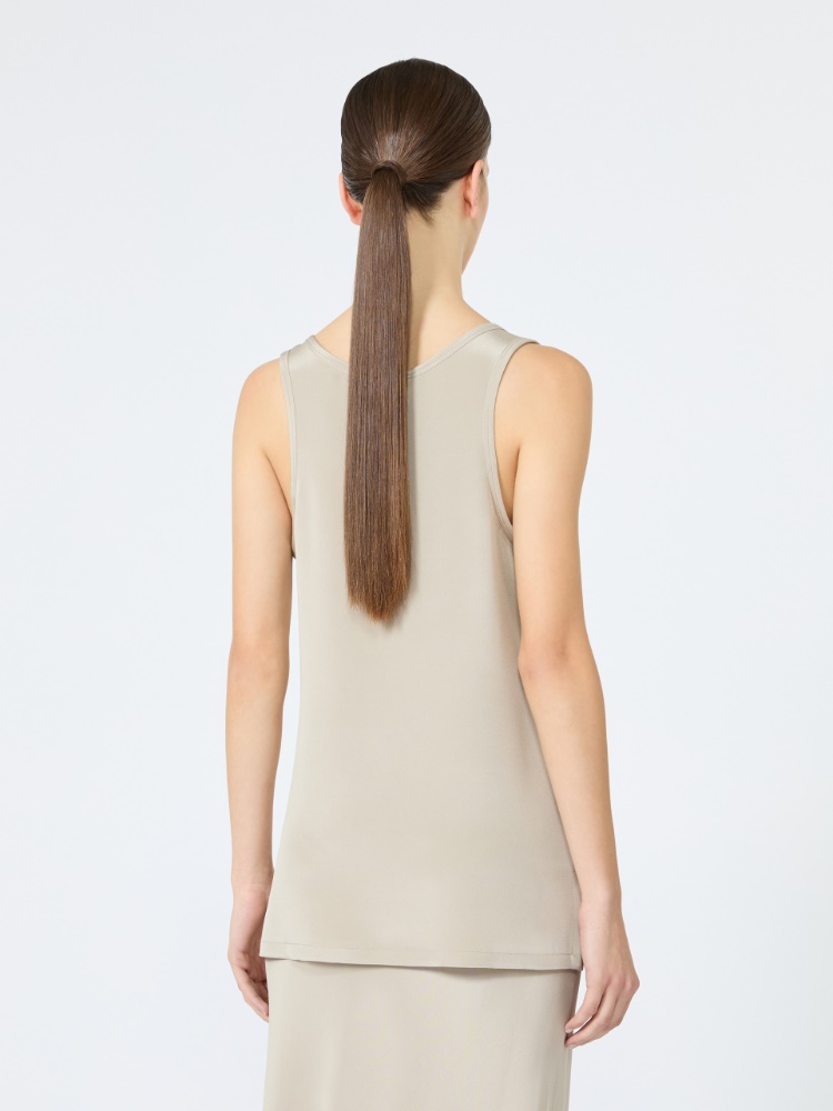 Silk crepe de chine top - STONE - 3