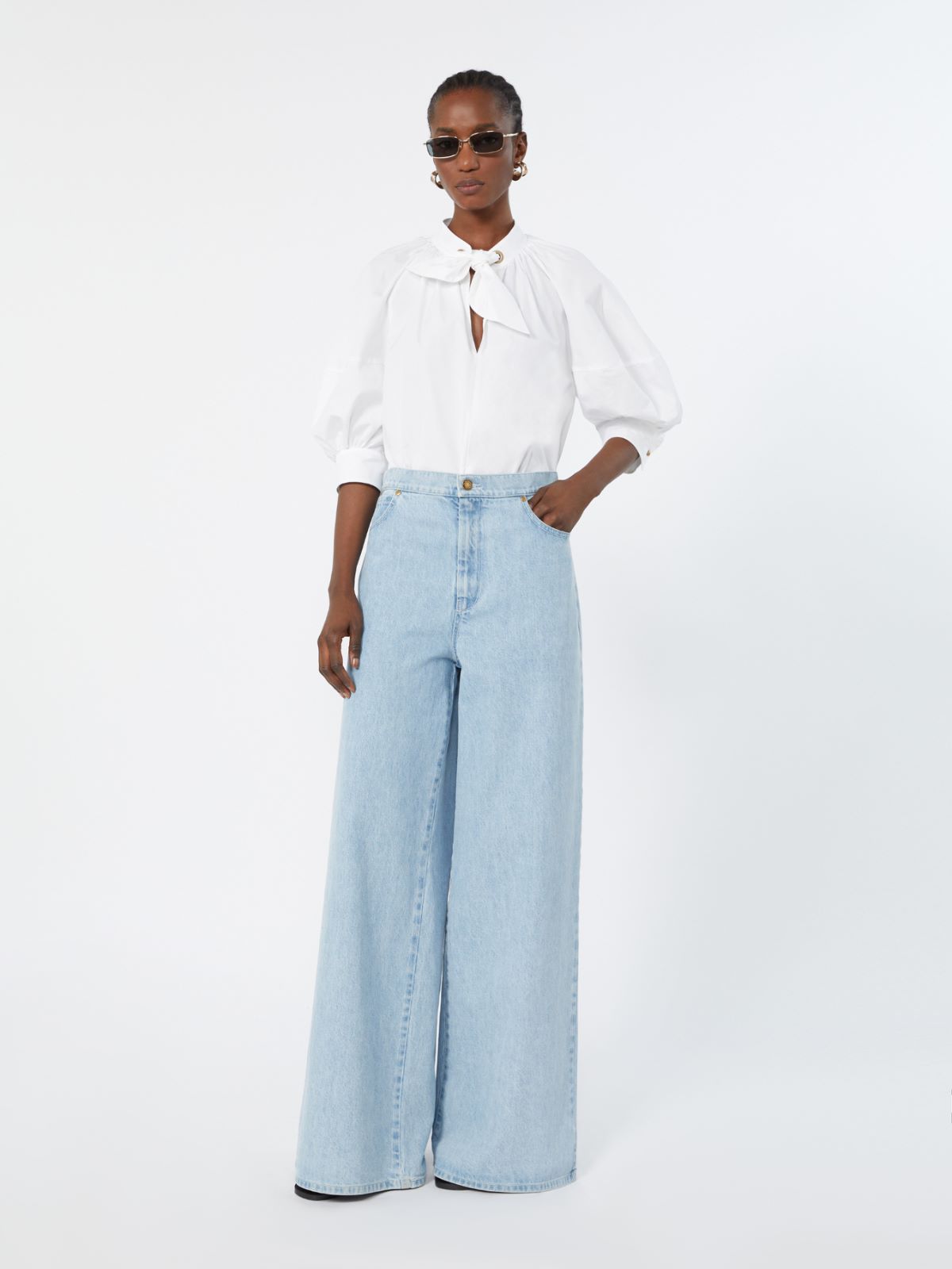 Wide leg denim jeans + LIGHT BLUE - Max Mara