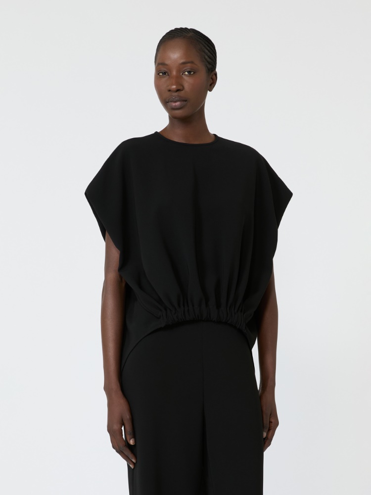 Boxy blouse in compact cady - BLACK - 2