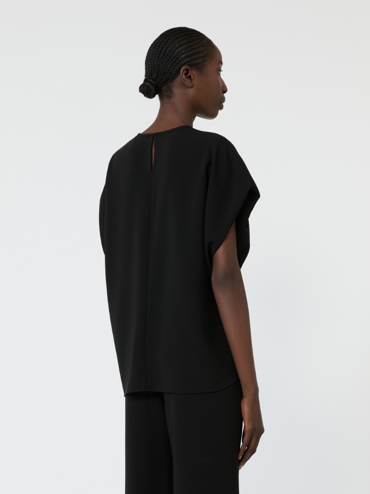 Boxy blouse in compact cady - BLACK - 3
