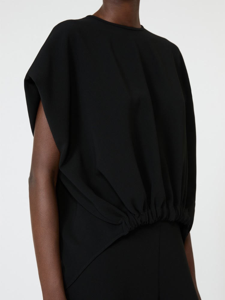 Boxy blouse in compact cady - BLACK - 4