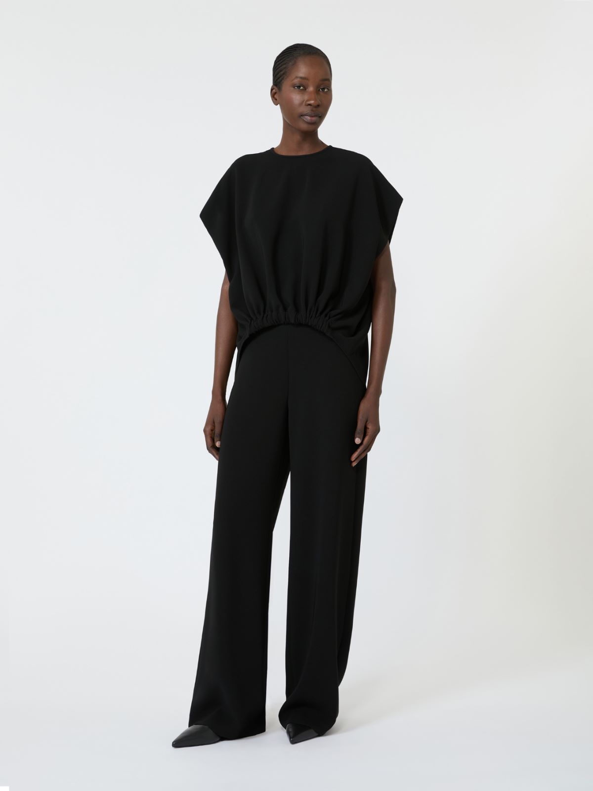 Boxy-Bluse aus kompaktem Cady - SCHWARZ