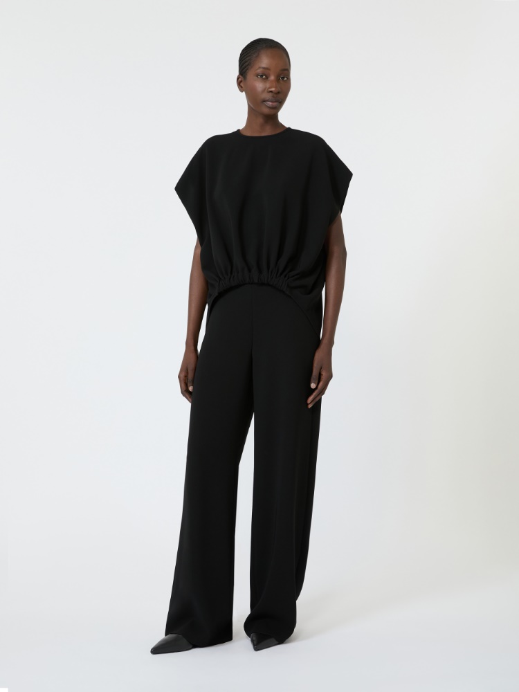Boxy blouse in compact cady - BLACK