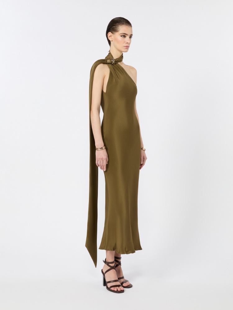 Silk crepe de chine one-shoulder dress - MUD