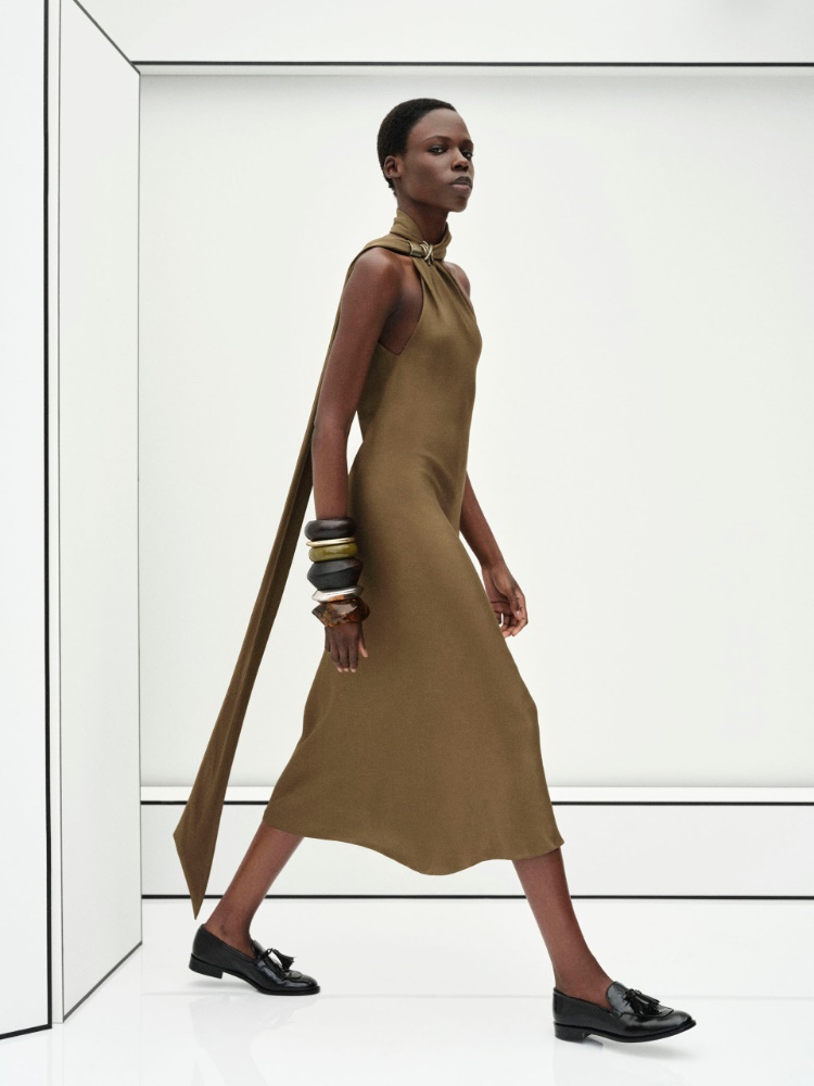 Silk crepe de chine one-shoulder dress + MUD - Max Mara