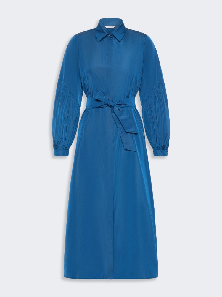 Taffeta shirt dress - NAVY - 5