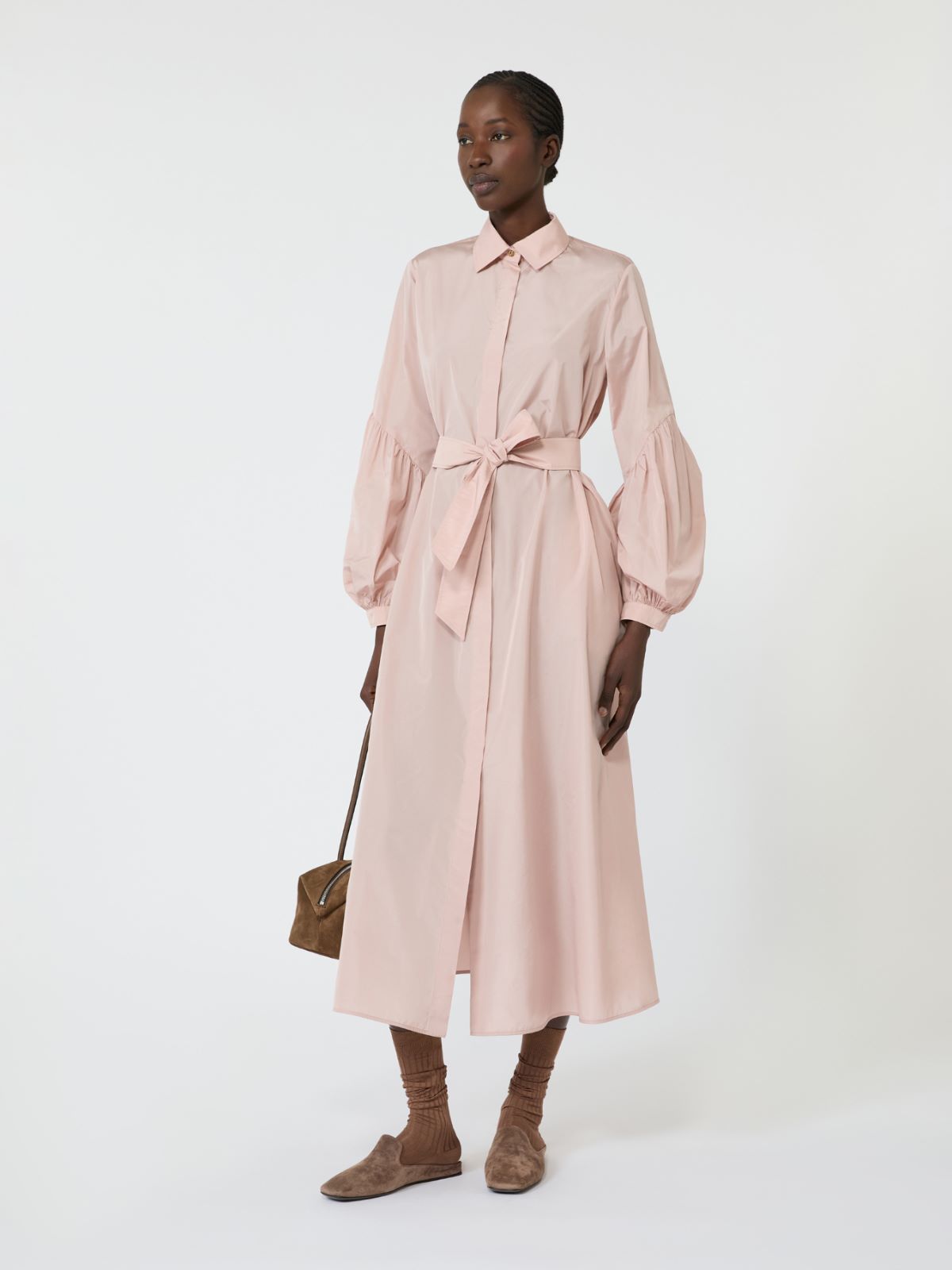 Taffeta shirt dress - POWDER