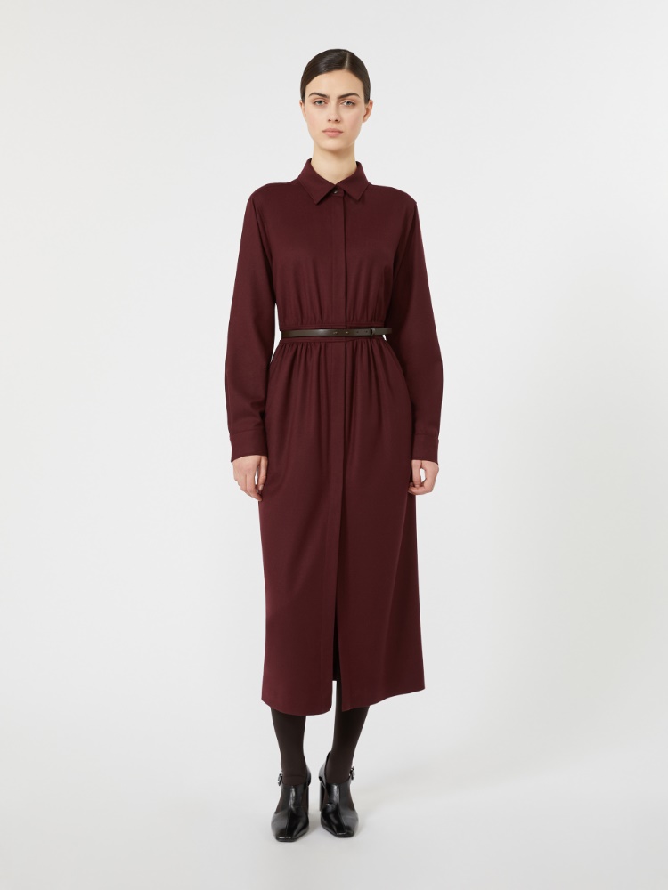 Wool flannel shirt dress - WINE-COLOURED - Max Mara - 2