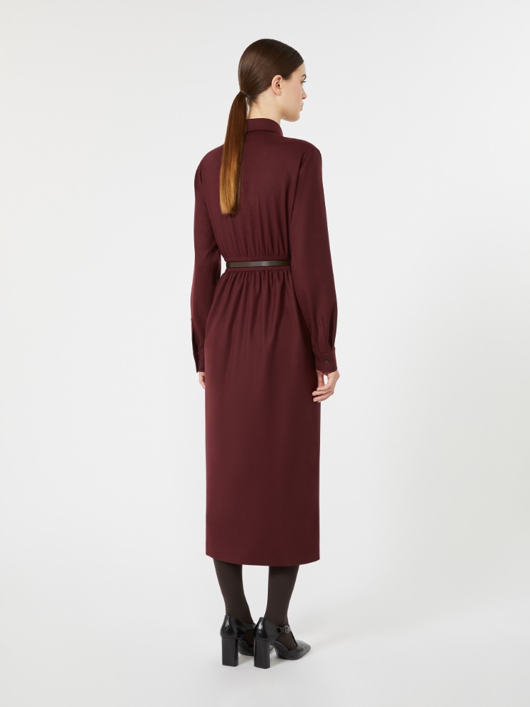 Wool flannel shirt dress - WINE-COLOURED - Max Mara - 3