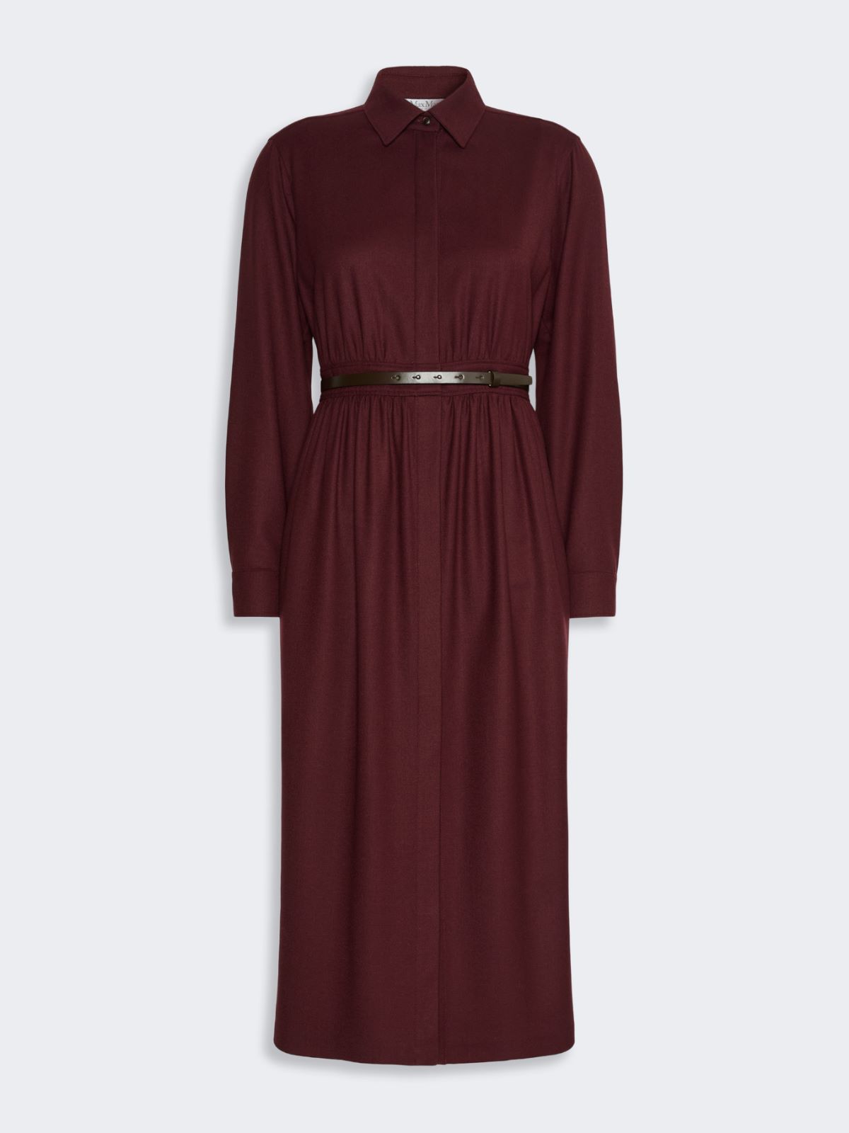 Wool flannel shirt dress - WINE-COLOURED - Max Mara - 5
