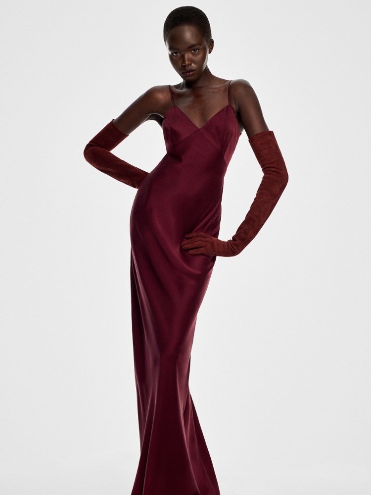 Slipdress aus Seidensatin + BORDEAUX - Max Mara
