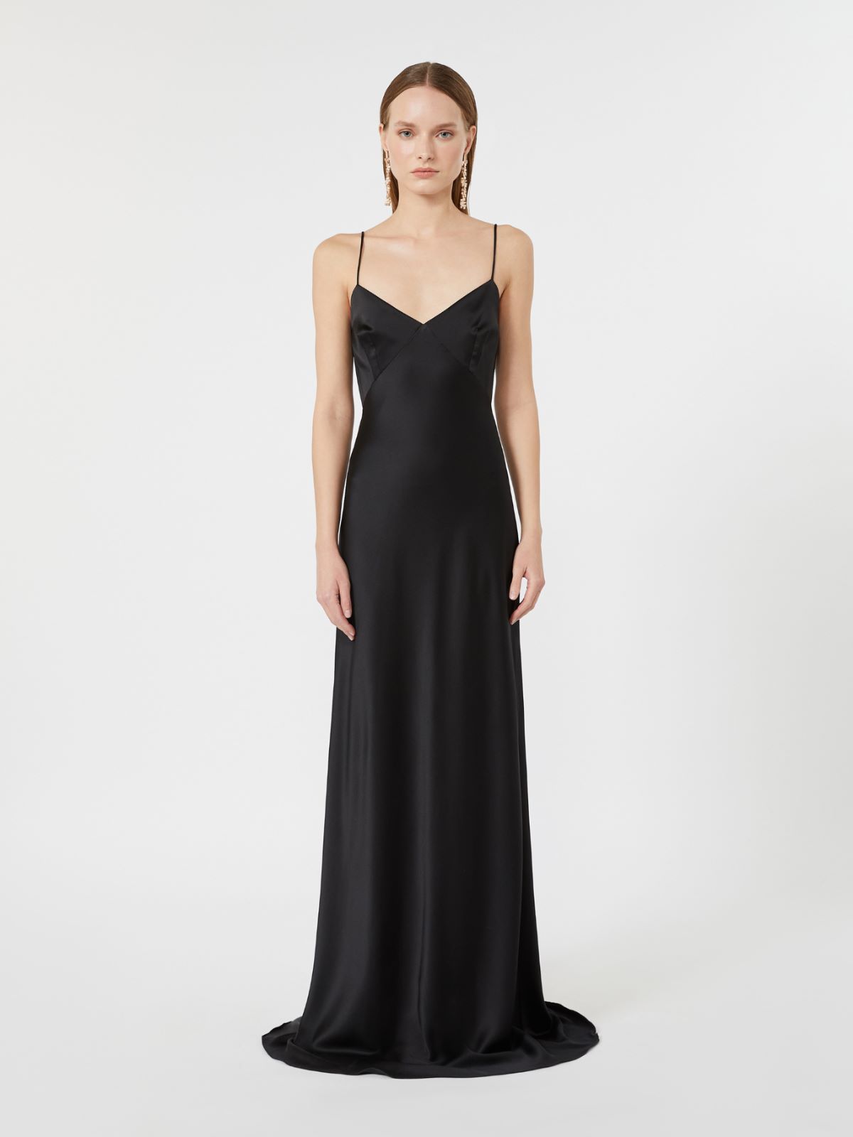 Silk satin slip dress - BLACK