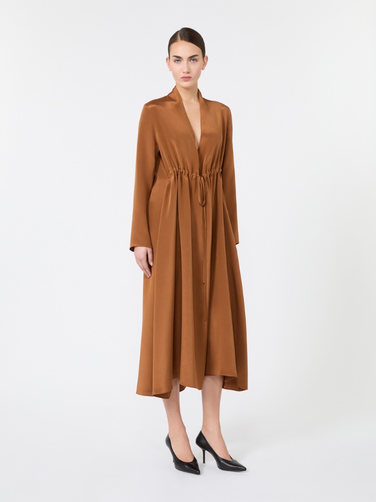 Long silk crepe de chine dress - TOBACCO - Max Mara - 2