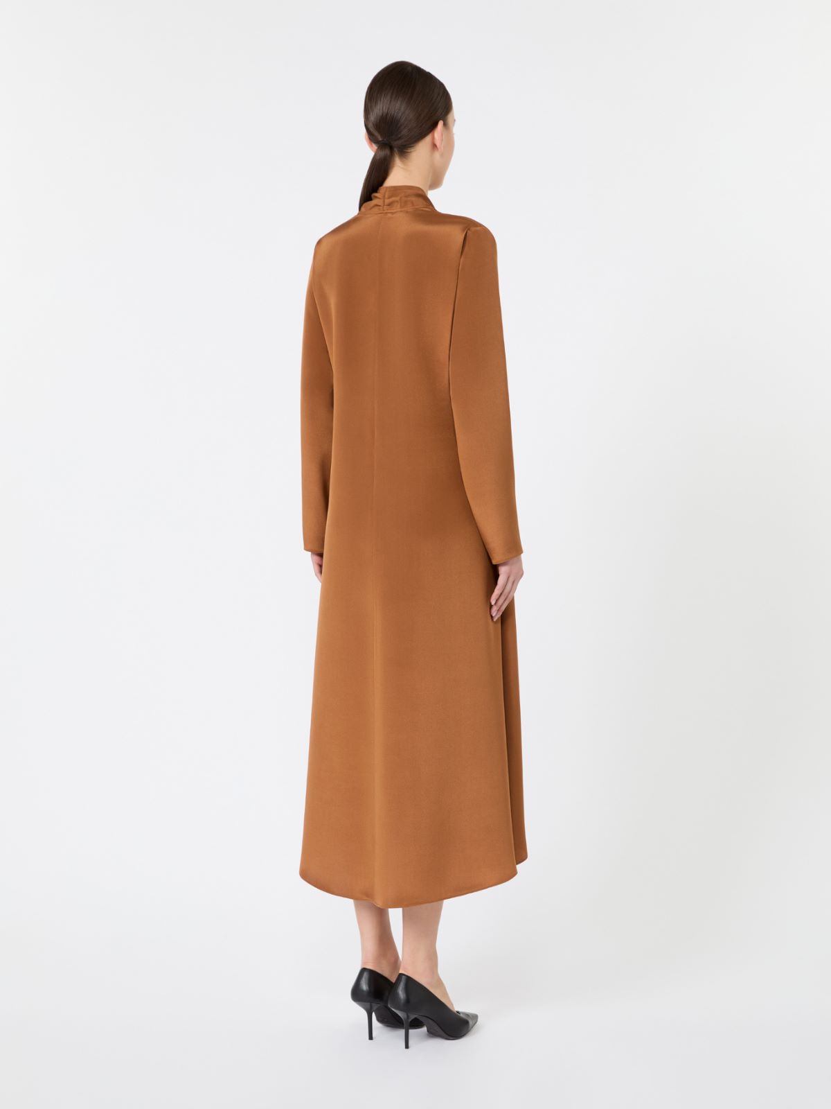 Long silk crepe de chine dress - TOBACCO - Max Mara - 3