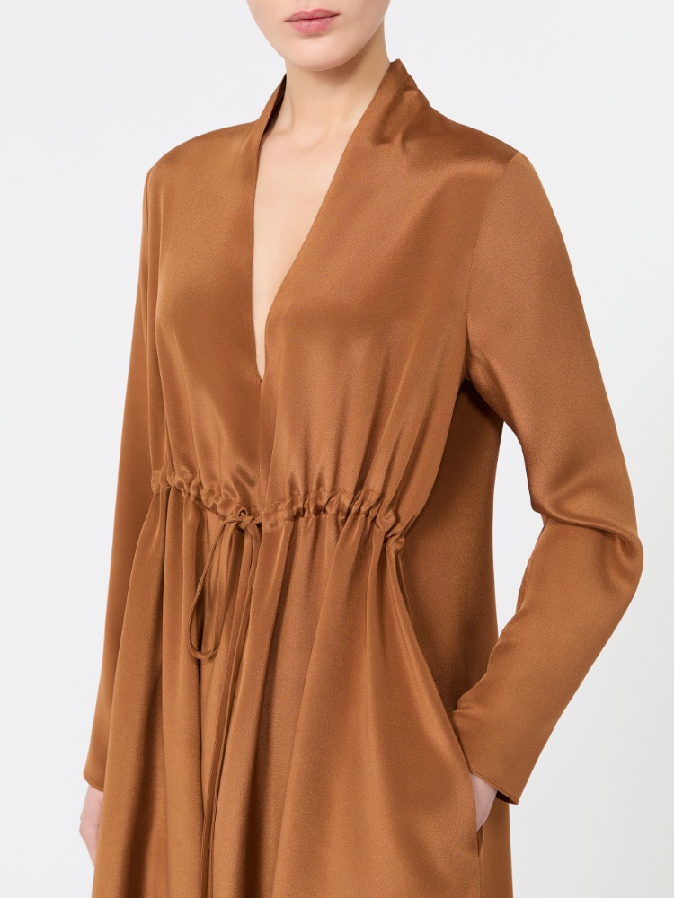 Long silk crepe de chine dress - TOBACCO - Max Mara - 4