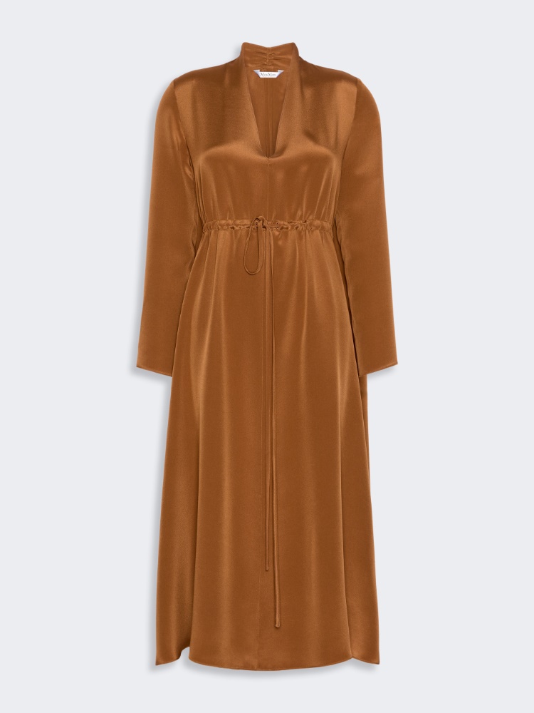 Long silk crepe de chine dress - TOBACCO - Max Mara - 5