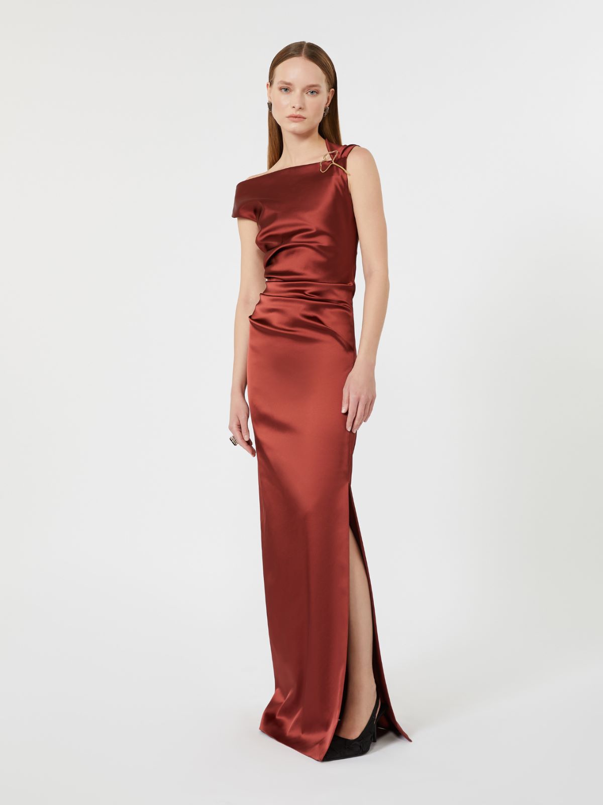 Robe longue en satin stretch - VIEUX ROSE - Max Mara