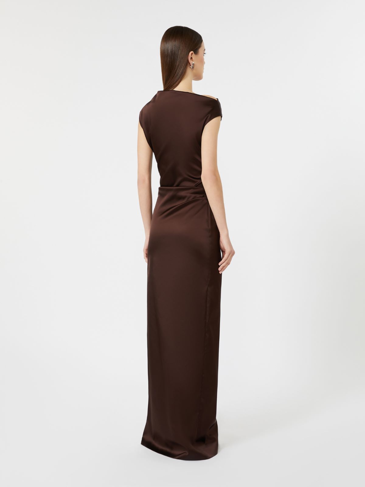 Robe longue en satin stretch - BRUN FONCE - Max Mara - 3