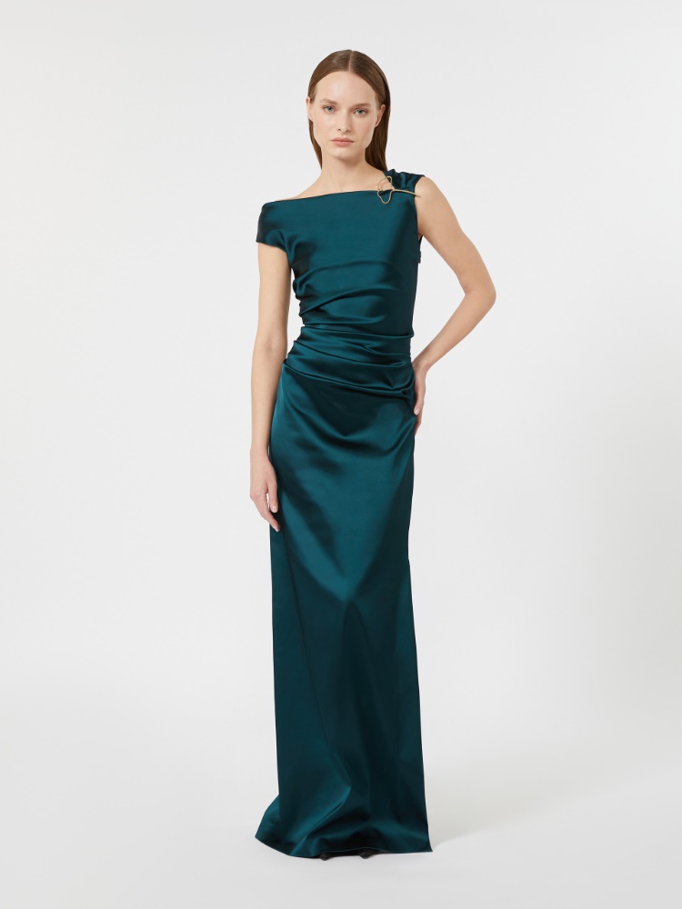 Robe longue en satin stretch - VERT FONCE - Max Mara - 2