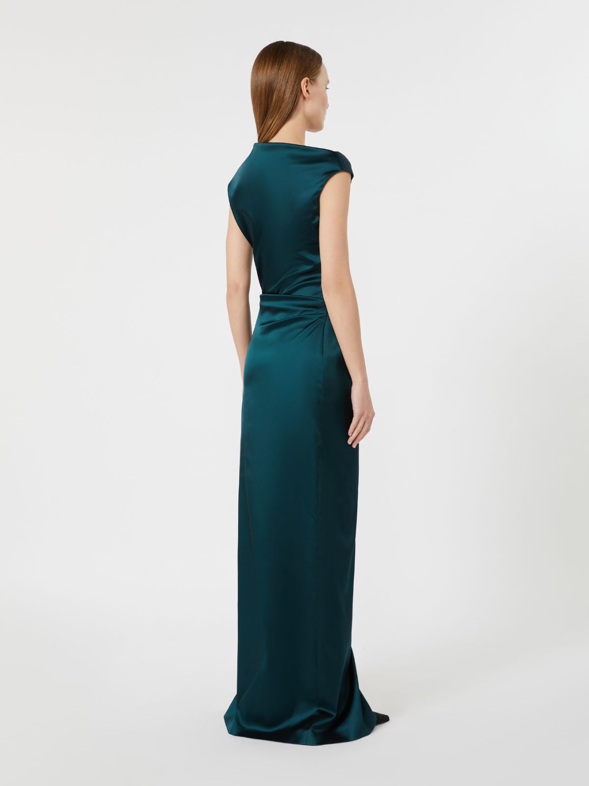 Robe longue en satin stretch - VERT FONCE - Max Mara - 3