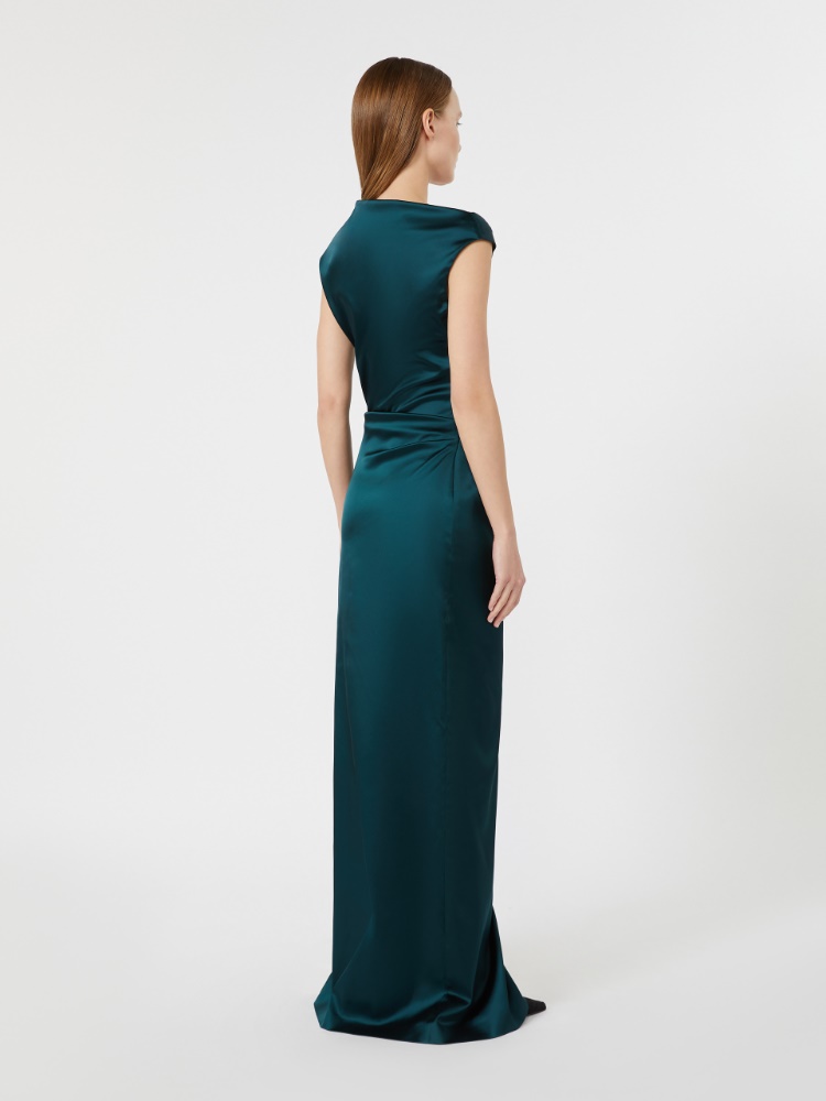 Robe longue en satin stretch - VERT FONCE - Max Mara - 3