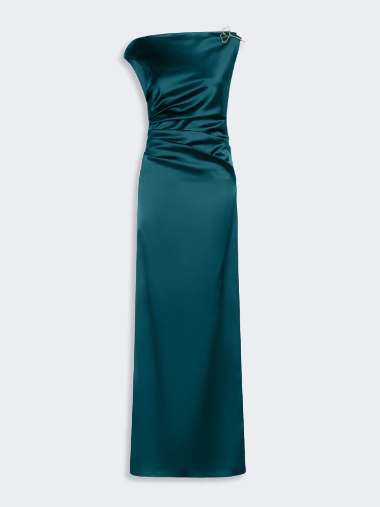 Robe longue en satin stretch - VERT FONCE - Max Mara - 5