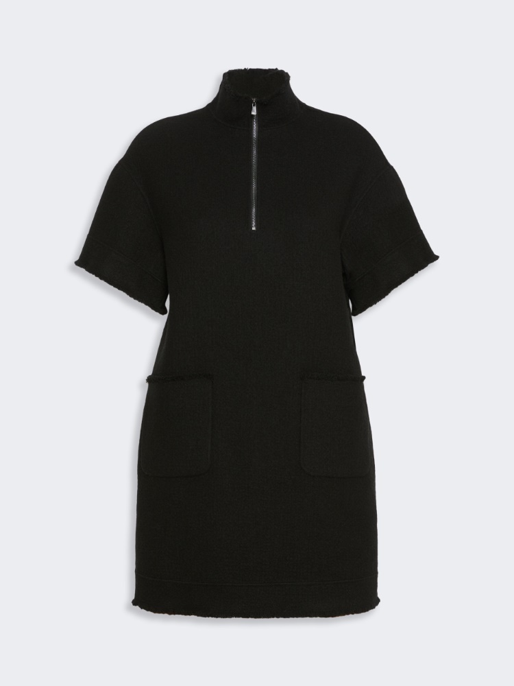 Wool jersey sweatshirt dress - BLACK