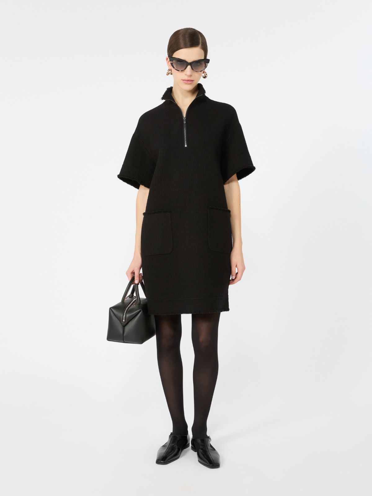 Wool jersey sweatshirt dress - BLACK - Max Mara