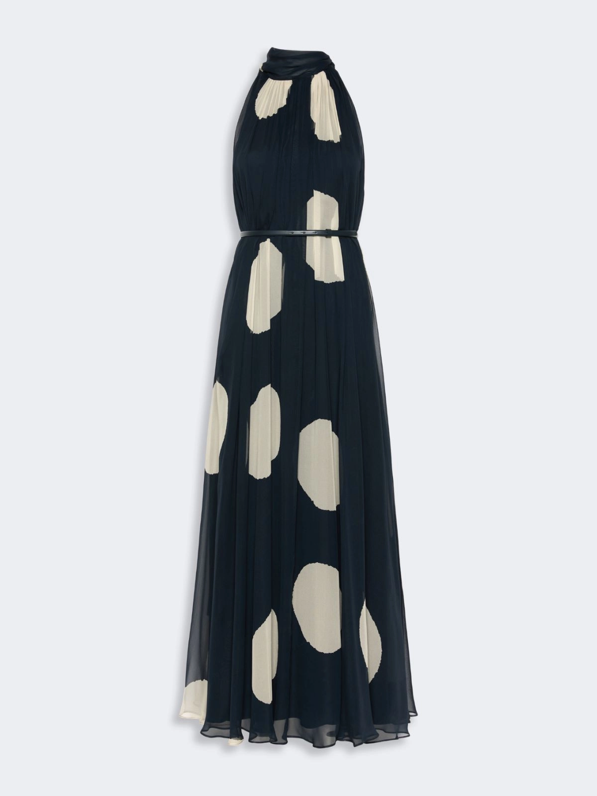 Polka dot-patterned long silk dress - MIDNIGHTBLUE - Max Mara - 5