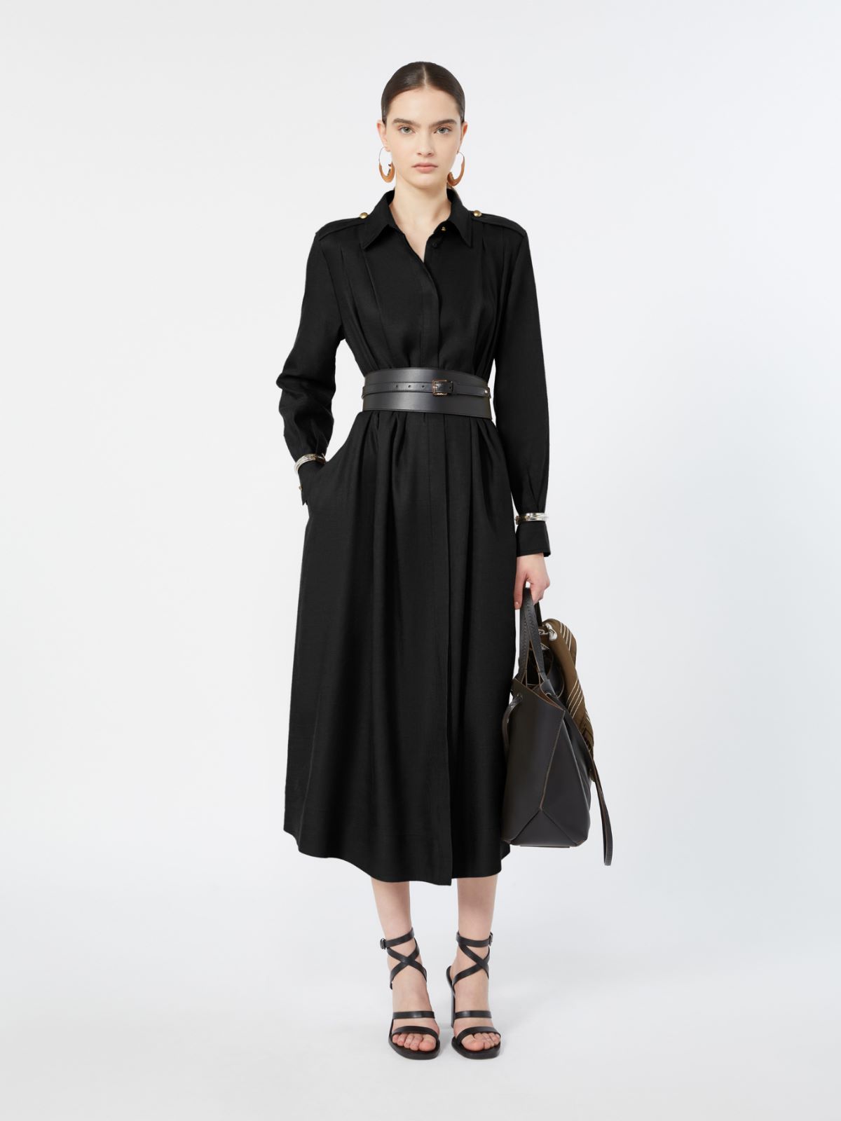 피오브라 린넨 드레스 - BLACK - Max Mara