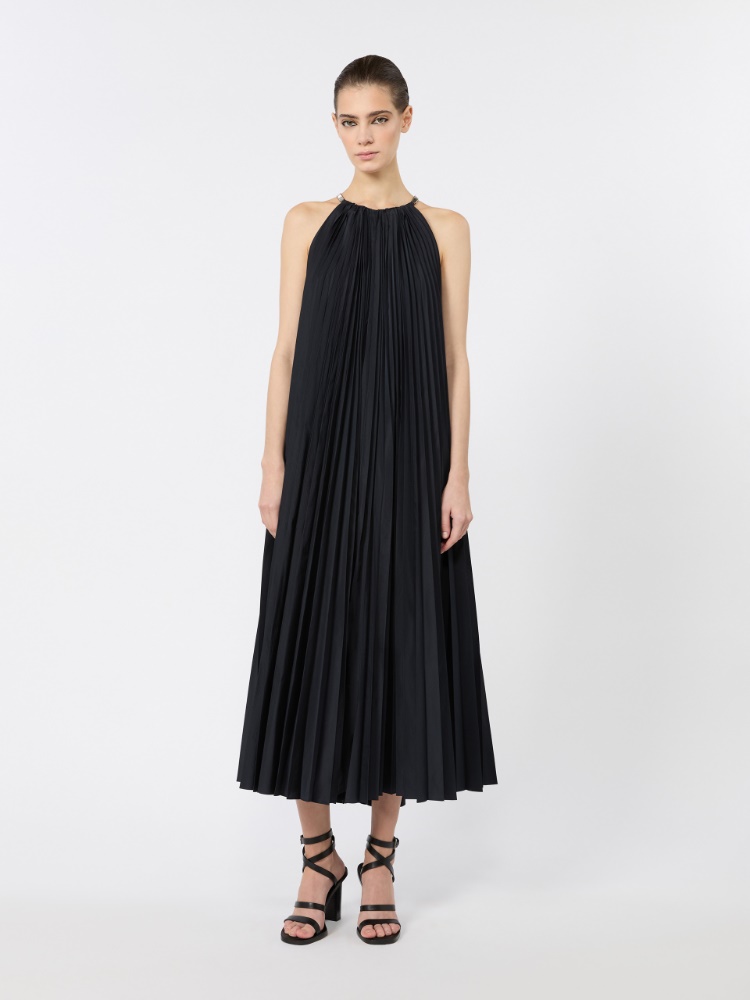 Sleeveless plissé-pleated taffeta dress - ULTRAMARINE - 2